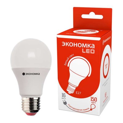 Лампа светодиодная LED a60 16вт грушевидная e27 230в 4500к 1480лм экономка ecol16wa60230ve2745