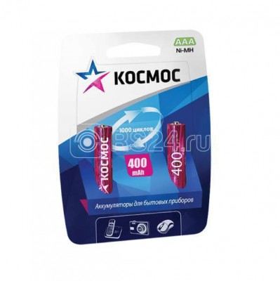 Аккумулятор r03 ni-mh 400ма.ч (блист.2шт) космос kocr03nimh(400mah)