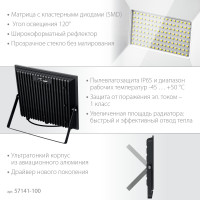 ЗУБР пск-100, 100 вт, 6500 к, ip 65, светодиодный прожектор, профессионал (57141-100)