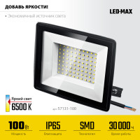 Stayer LED-max, 100 вт, 6500k, ip 65, светодиодный прожектор (57131-100)