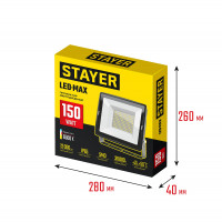 Stayer LED-max, 150 вт, 6500k, ip 65, светодиодный прожектор (57131-150)