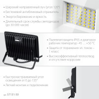 Stayer LED-max, 50 вт, 6500k, ip 65, светодиодный прожектор (57131-50)