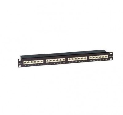 Патч-панель экранированная 19дюйм 1U кат.6а RJ45 LSA 24 порта DKC RN6APPF241BK