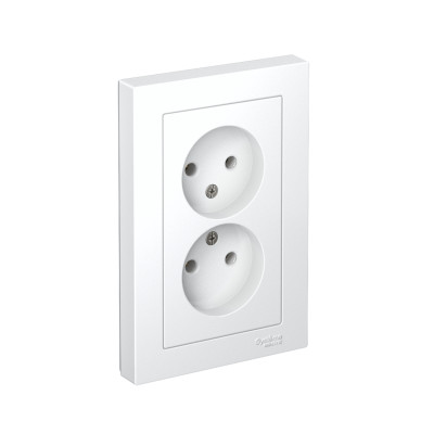 Розетка 2-м СП AtlasDesign 16А IP20 без заземл. в сборе бел. SE ATN000120