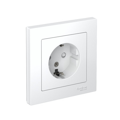 Розетка 1-м СП AtlasDesign 16А IP20 с заземл. защ. шторки в сборе бел. SE ATN000144