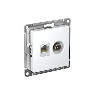 Розетка компьютерная + телевизионная 2-м СП AtlasDesign RJ45 кат.5E + TV механизм бел. SE ATN000189