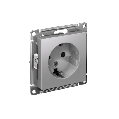 Розетка 1-м СП AtlasDesign 16А IP20 с заземл. защ. шторки механизм алюм. SE ATN000345