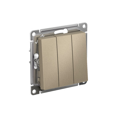 Выключатель 3-кл. СП AtlasDesign 10А IP20 (сх. 1+1+1) 10AX механизм шампань SE ATN000531