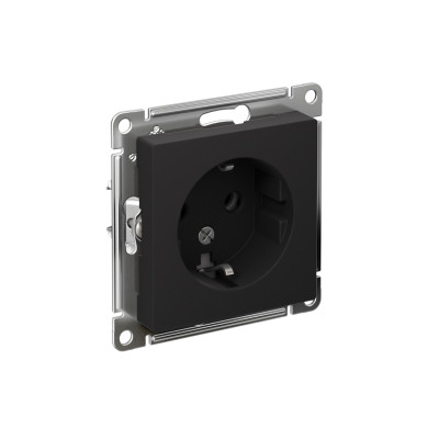 Розетка 1-м СП AtlasDesign 16А IP20 с заземл. механизм карбон SE ATN001043