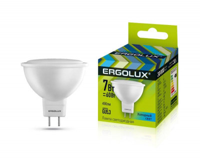Лампа светодиодная LED-JCDR-7W-GU5.3-4500K 7Вт JCDR рефлектор 4500К бел. 180-240В Ergolux 12159