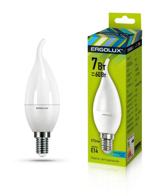 Лампа светодиодная LED-CA35-7W-E14-4500K 