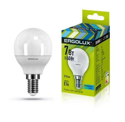 Лампа светодиодная LED-G45-7W-E14-4500K 172-265В 