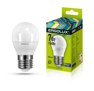 Лампа светодиодная LED-G45-7W-E27-6500K 172-265В 