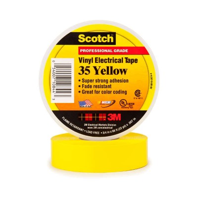 Изолента ПВХ 19мм (рул.20м) Scotch 35 желт. 3М 7000031671