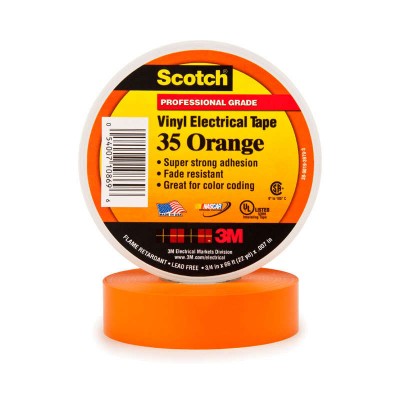 Изолента ПВХ 19мм (рул.20м) Scotch 35 оранж. 3М 7000031672