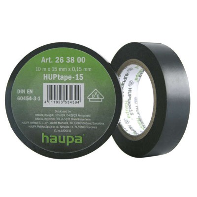 Изолента ПВХ 15мм (рул.10м) d60мм черн. HAUPA 263800