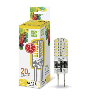 Лампа светодиодная LED-JCD-standard 2Вт капсульная 3000К тепл. бел. 180лм 160-260В ASD 4690612004013