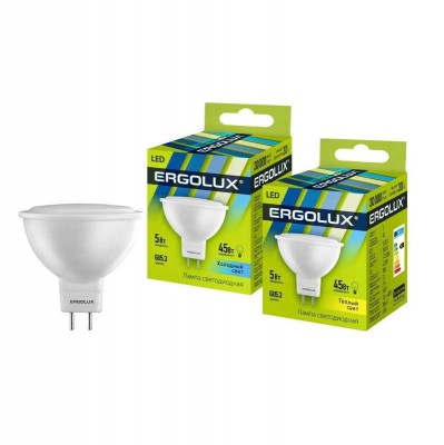 Лампа светодиодная LED-JCDR-5W-GU5.3-4500K JCDR 172-265В Ergolux 12157