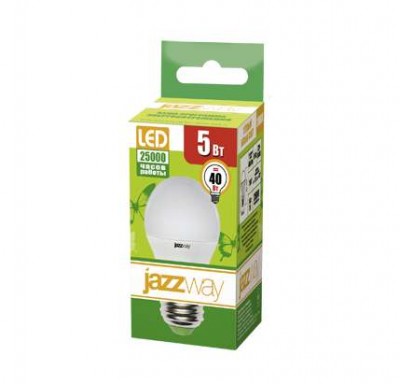 Лампа светодиодная PLED- ECO-G45 5Вт E27 4000К 8+2 JazzWay 4895205014268