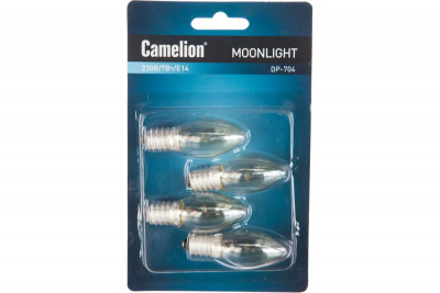 Лампа накаливания DP-704 BL-4 (лампа запас. для ночников прозрачная 220В 7Вт E14) (уп.4шт) Camelion 7077
