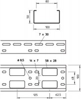 Мини-канал 100х50 L3000 сталь 1.5мм AZK A 100 FT OBO 6076246