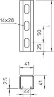 Рейка монтажная 6000х41х41 MS 41 L 6M FT (дл.6м) OBO 1122657