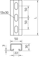 Рейка профильная 2000х50х30 CPS 5 L2M V4A (дл.2м) OBO 1121465