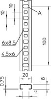 Рейка профильная 2000х20х8 2060 2M AB FS (дл.2м) OBO 1106120