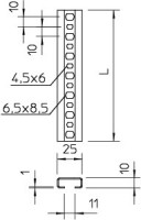 Рейка профильная 25х10 L2000 2061 L 2M FS (дл.2м) OBO 1108123