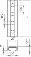 Рейка профильная 27х12.5 L2000 2062 L 2M FT (дл.2м) OBO 1109529