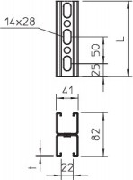 Рейка профильная 6000х82х41MS 41D L6M 2 FS (дл.6м) OBO 1122678