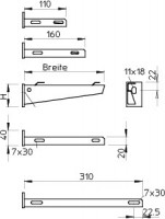 Кронштейн для проволочных лотков 210мм AWG 15 21 VA4571 OBO 6420644