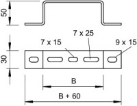Скоба для крепления лотка к полу/к стене осн.600 гор. цинк DBL 50 600 FT OBO 6015617