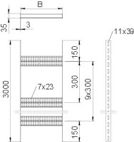 Лоток лестничный для судостроения 100х35 L3000 сталь 3мм SLZ L 100 FT OBO 7098002