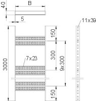 Лоток лестничный для судостроения 800х40 L3000 сталь 5мм SLZ 800 FT OBO 7098146