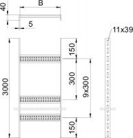 Лоток лестничный для судостроения 1000х40 L3000 сталь 5мм SL 62 200 SG OBO 7097239