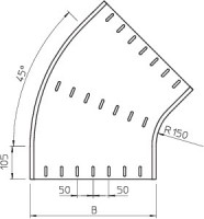 Угол для лотка горизонтальный 45град. 550х110 RB 45 155 FT OBO 7068557