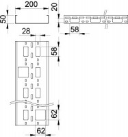 Мини-канал 200х50 L3000 сталь 1.5мм AZK 200 FS OBO 6075345