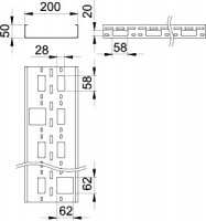 Мини-канал 200х50 L3000 нержавеющая сталь 1.5мм AZK 200 VA4301 OBO 6075355