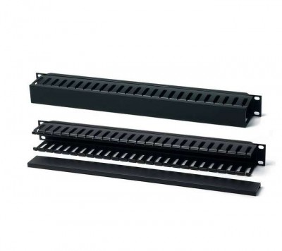 Организатор кабельный 19дюйм 1U CM-1U-PL-COV с пластик. кольцами и крышкой Hyperline 16488