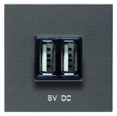 Механизм USB зарядного устройства 2М 2х750мА / 1х1500мА Zenit антрацит ABB 2CLA228500N1801