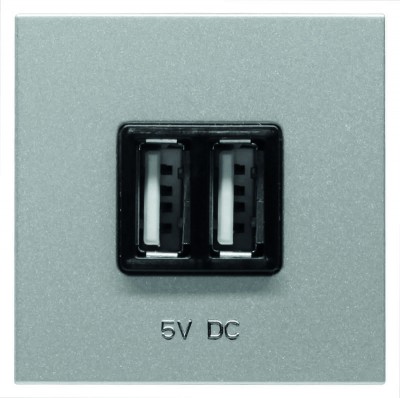 Механизм USB зарядного устройства 2М 2х750мА / 1х1500мА Zenit серебр. ABB 2CLA228500N1301