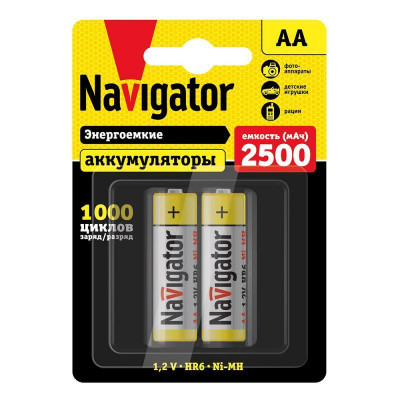 Аккумулятор AA/HR6 94 464 NHR-2500-HR6-BP2 (блист.2шт) Navigator 94464