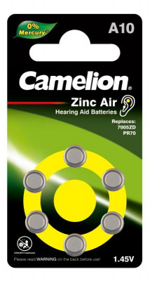 Элемент питания ZA10 Mercury Free A10-BP6 (0%Hg) 1.4В 90мА.ч для слуховых аппаратов BL-6 (блист.6шт) Camelion 12823