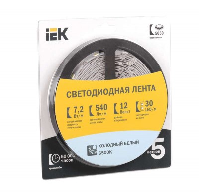 Лента светодиодная LED LSR-5050WW30-7.2-IP20-12V бел. (уп.5м) ИЭК LSR2-2-030-20-1-05