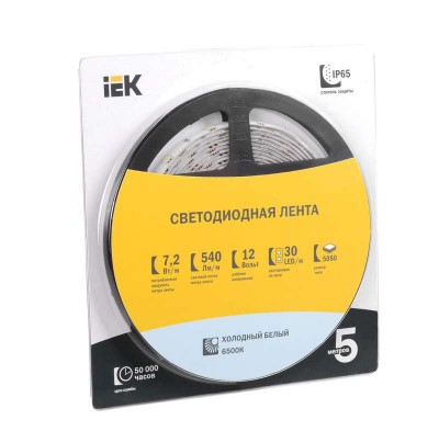Лента светодиодная LED LSR-5050WW30-7.2-IP65-12V бел. (уп.5м) ИЭК LSR2-2-030-65-1-05