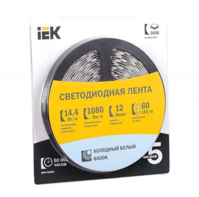 Лента светодиодная LED LSR-5050WW60-14.4-IP20-12V бел. (уп.5м) ИЭК LSR2-2-060-20-1-05