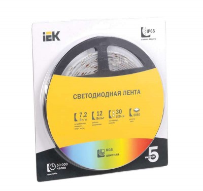 Лента светодиодная LED LSR-5050RGB30-7.2-IP65-12V полноцвет. (уп.5м) ИЭК LSR2-3-030-65-1-05