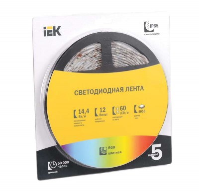 Лента светодиодная LED LSR-5050RGB60-14.4-IP65-12V полноцвет. (уп.5м) ИЭК LSR2-3-060-65-1-05