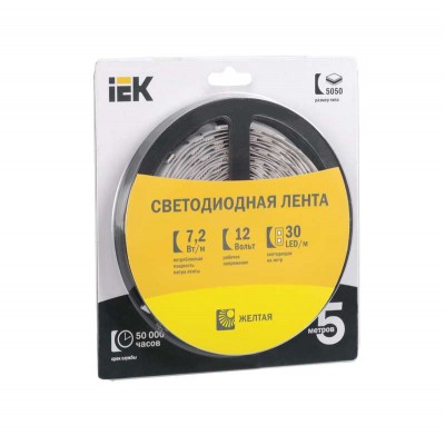 Лента светодиодная LED LSR-5050Y30-7.2-IP20-12V жел. (уп.5м) ИЭК LSR2-4-030-20-1-05